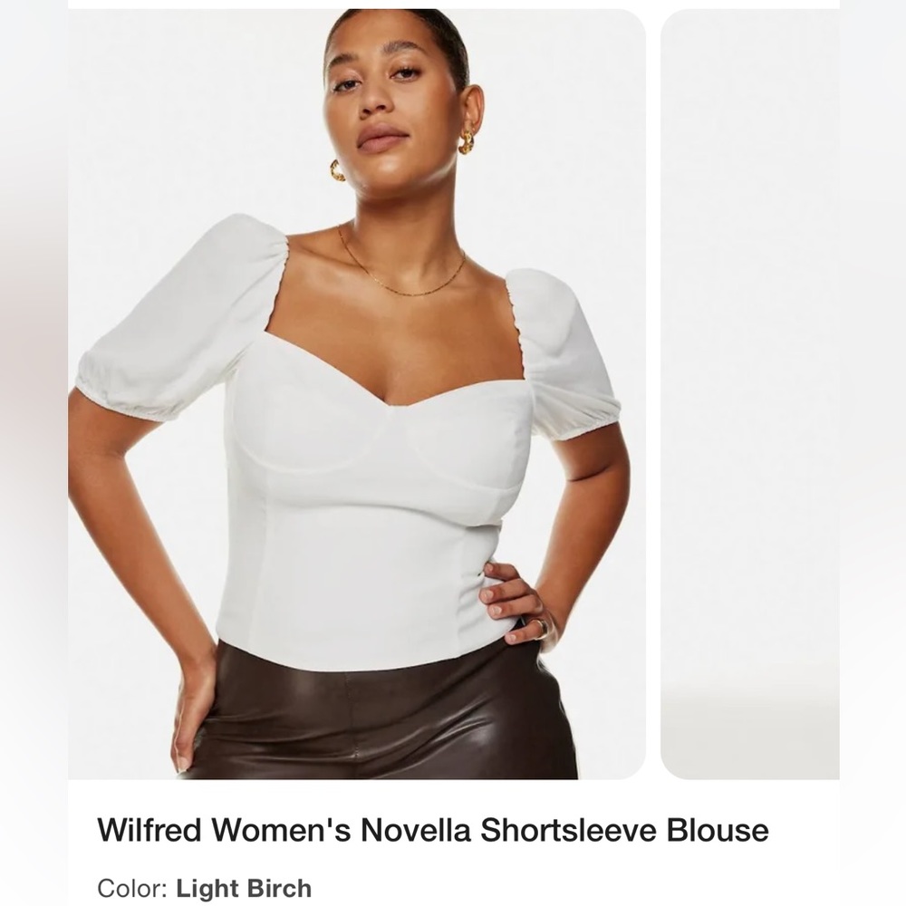 Aritzia - Wilfred Women's Novella Shortsleeve Blouse - Small - Light Birch